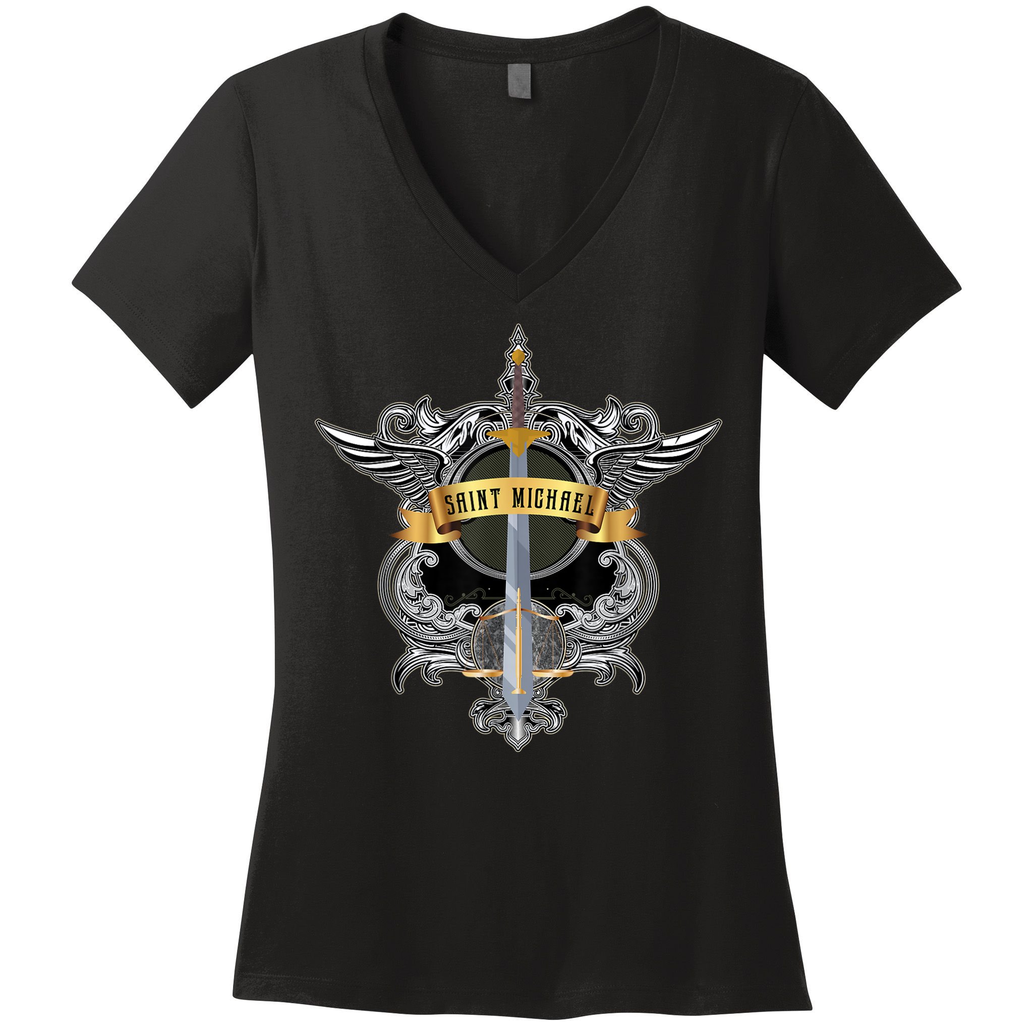 Sword Of Saint Michael The Archangel Catholic Men Women's V-Neck T-Shirt