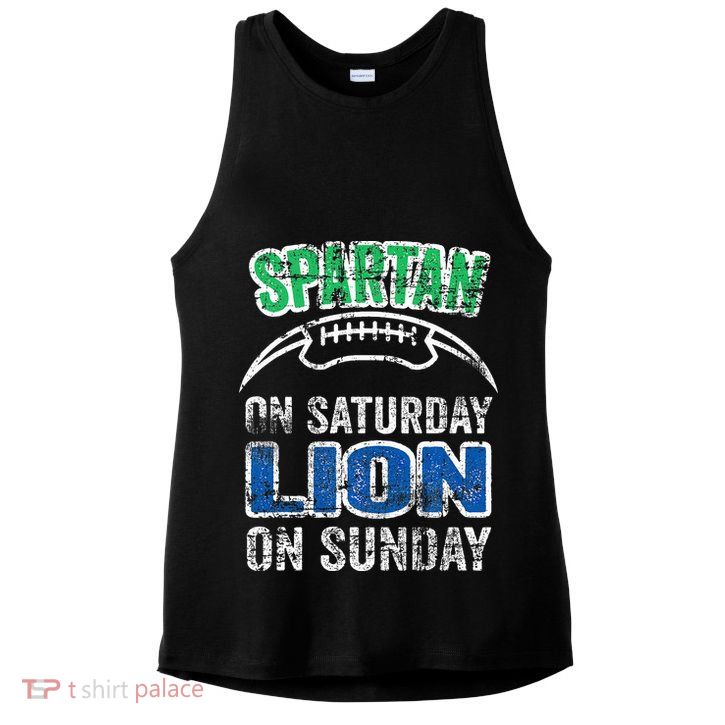 Spartan On Saturday Lion On Sunday Funny Detroit Ladies PosiCharge Tri-Blend Wicking Tank