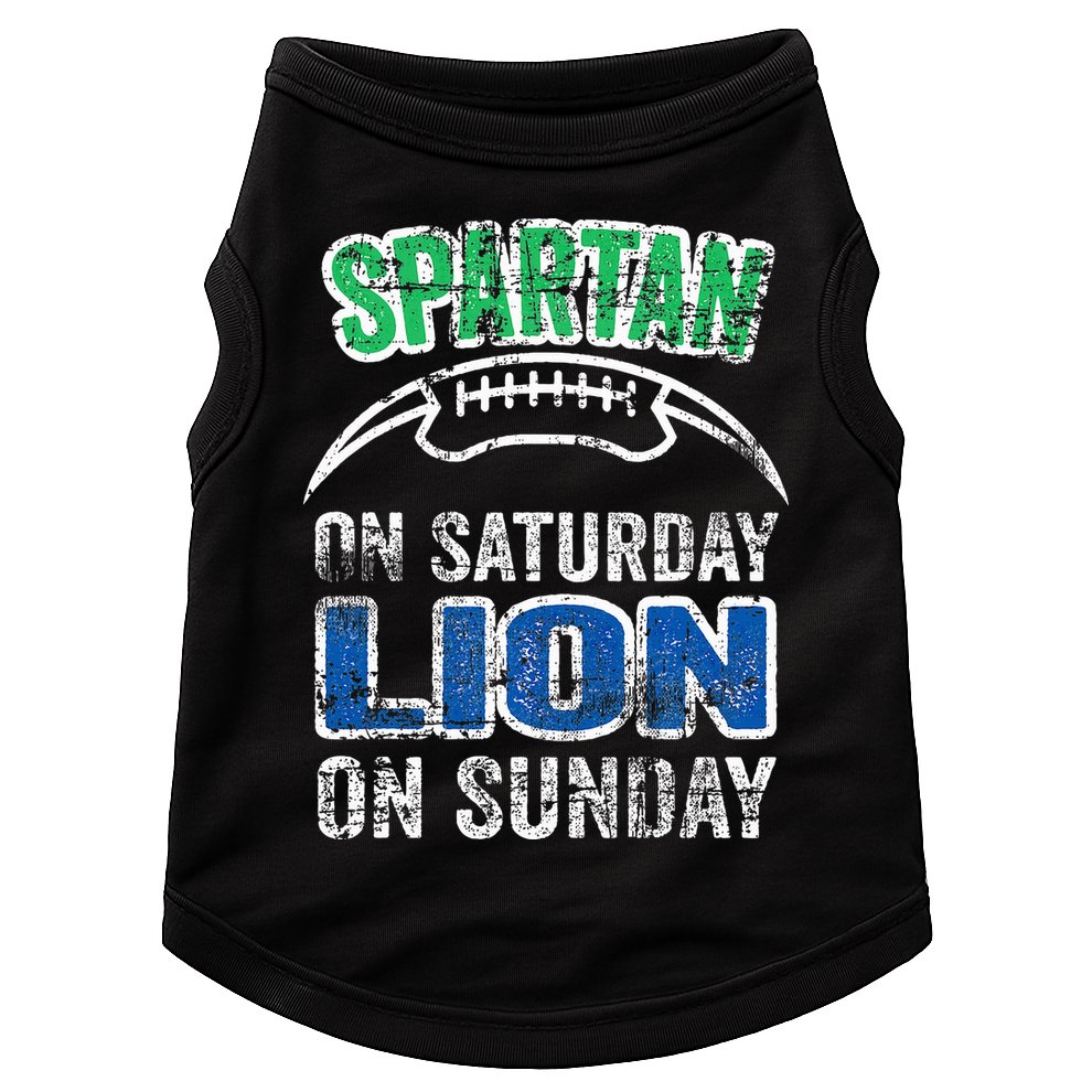 Spartan On Saturday Lion On Sunday Funny Detroit Doggie Tank