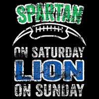 Spartan On Saturday Lion On Sunday Funny Detroit 7-Panel Snapback Hat