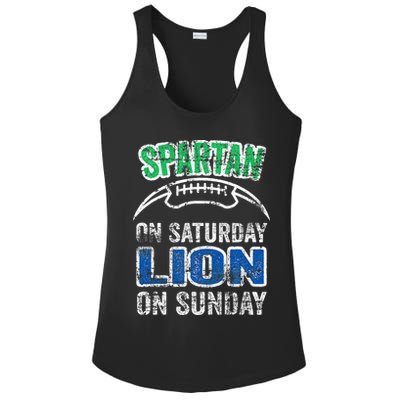 Spartan On Saturday Lion On Sunday Funny Detroit Ladies PosiCharge Competitor Racerback Tank