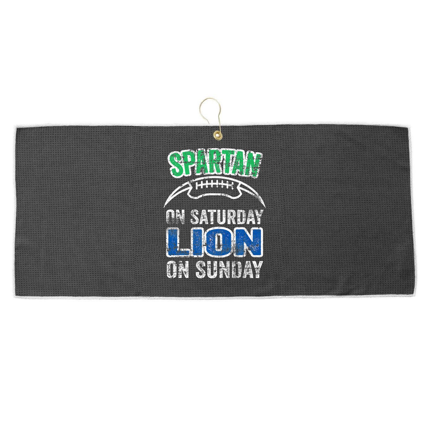Spartan On Saturday Lion On Sunday Funny Detroit Large Microfiber Waffle Golf Towel