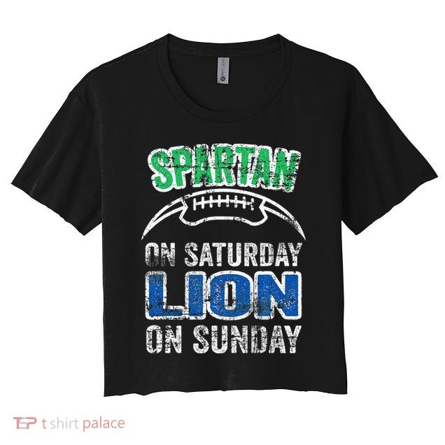 Spartan On Saturday Lion On Sunday Funny Detroit Crop Top