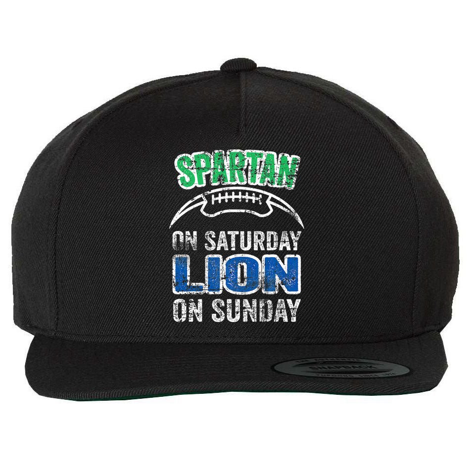 Spartan On Saturday Lion On Sunday Funny Detroit Wool Snapback Cap