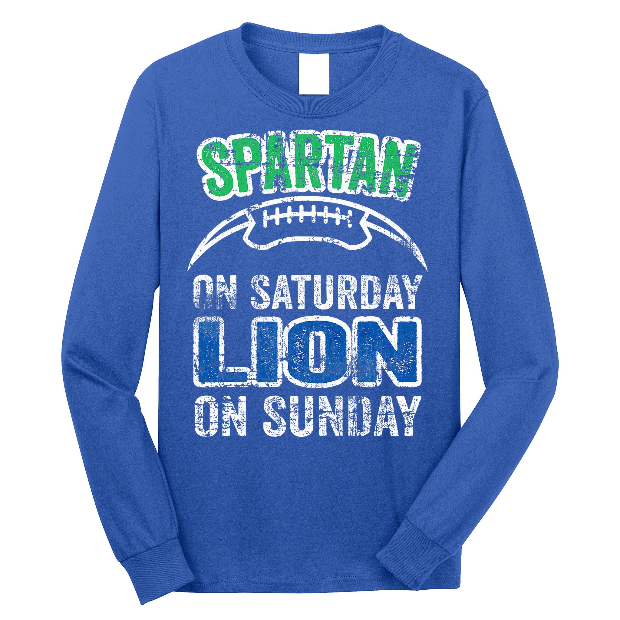 Spartan On Saturday Lion On Sunday Funny Detroit Long Sleeve Shirt