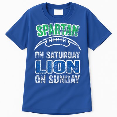 Spartan On Saturday Lion On Sunday Funny Detroit Tall T-Shirt