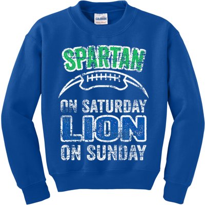 Spartan On Saturday Lion On Sunday Funny Detroit Kids Sweatshirt