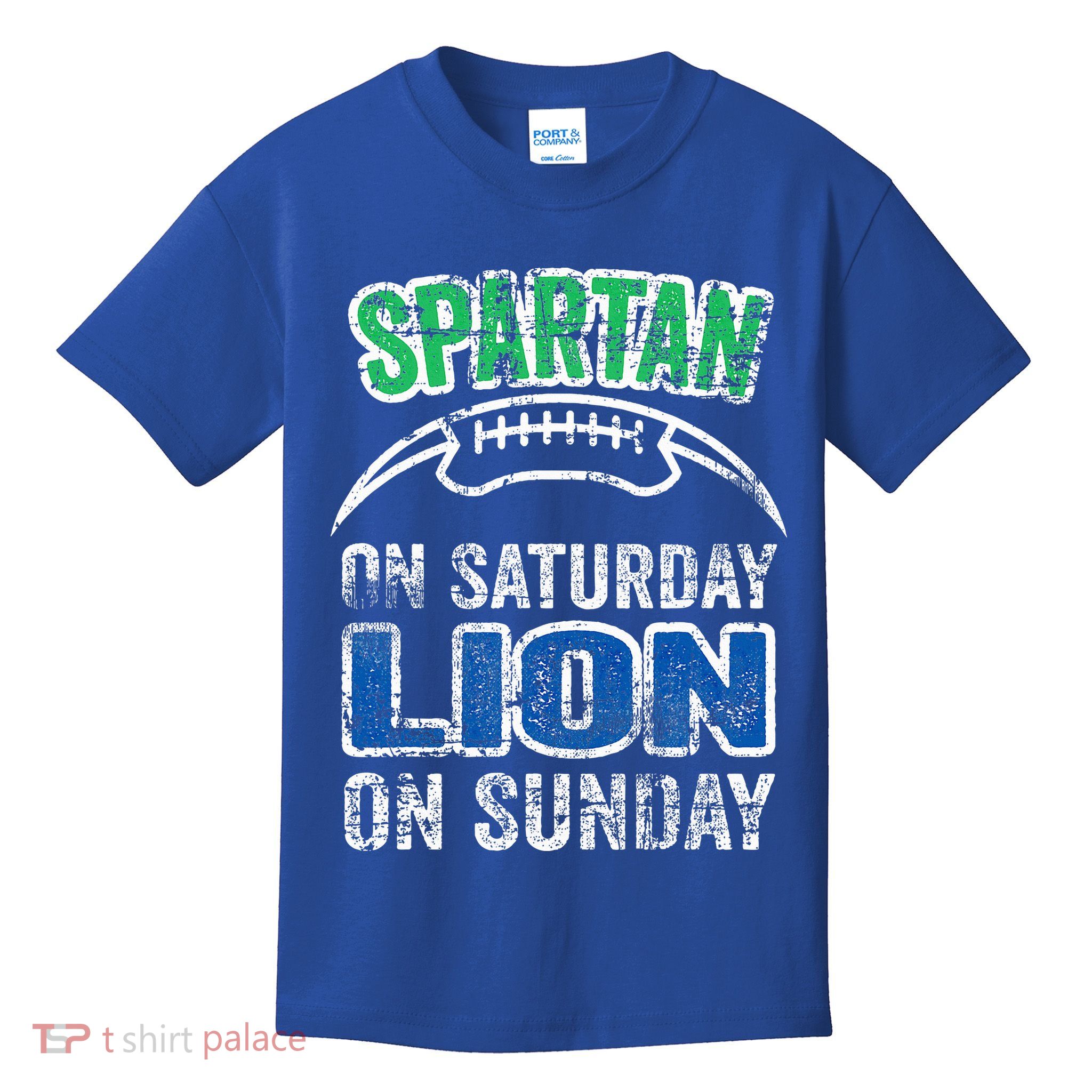 Spartan On Saturday Lion On Sunday Funny Detroit Kids T-Shirt
