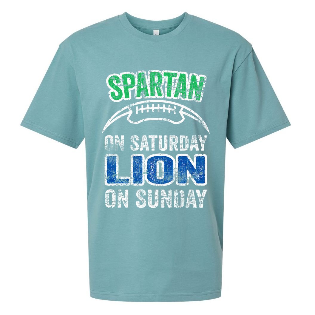 Spartan On Saturday Lion On Sunday Funny Detroit Sueded Cloud Jersey T-Shirt