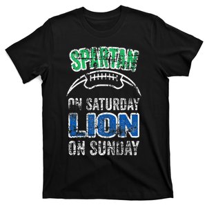 Spartan On Saturday Lion On Sunday Funny Detroit T-Shirt