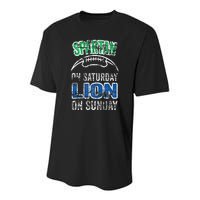 Spartan On Saturday Lion On Sunday Funny Detroit Youth Performance Sprint T-Shirt