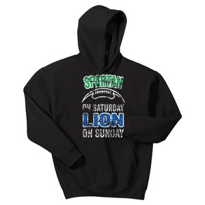 Spartan On Saturday Lion On Sunday Funny Detroit Kids Hoodie