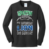 Spartan On Saturday Lion On Sunday Funny Detroit Kids Long Sleeve Shirt