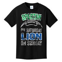 Spartan On Saturday Lion On Sunday Funny Detroit Kids T-Shirt