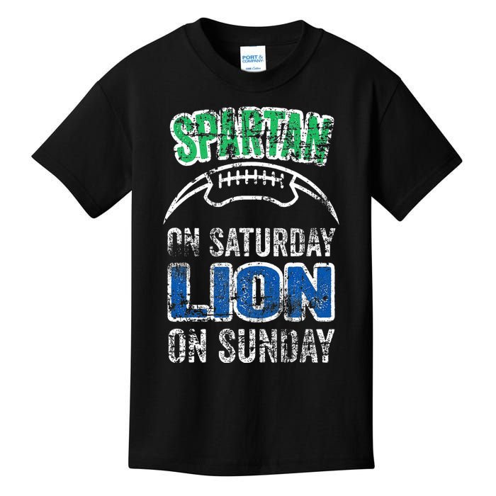 Spartan On Saturday Lion On Sunday Funny Detroit Kids T-Shirt