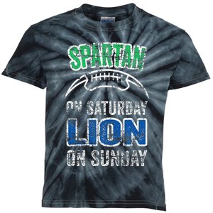 Spartan On Saturday Lion On Sunday Funny Detroit Kids Tie-Dye T-Shirt