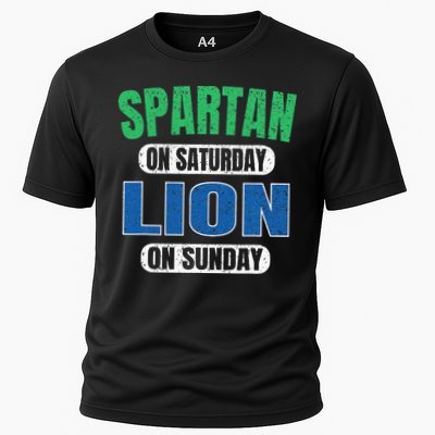 Spartan On Saturday Lion On Sunday Funny Detroit Vintage Performance Shirt