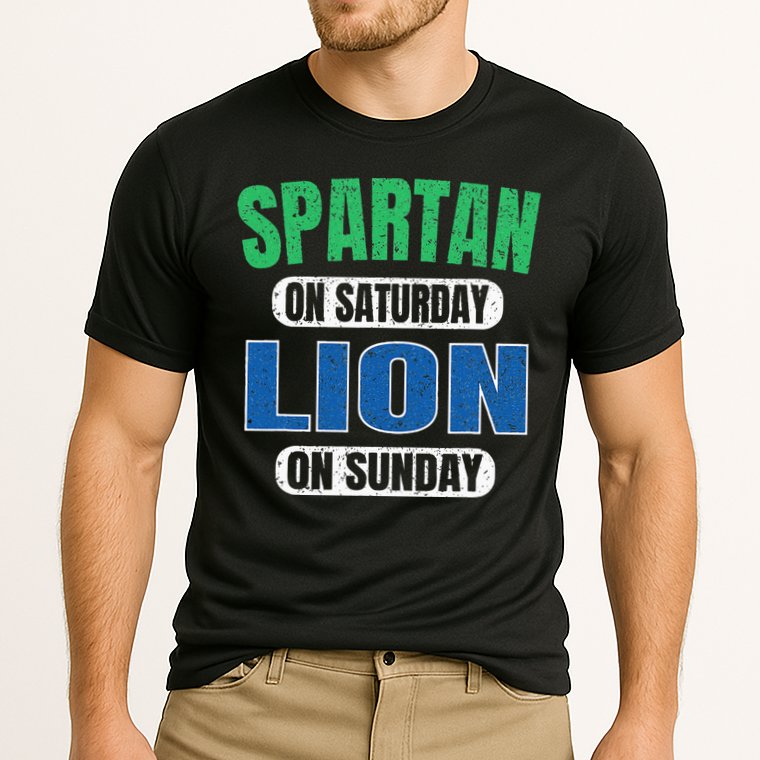 Spartan On Saturday Lion On Sunday Funny Detroit Vintage Cooling Performance Crew T-Shirt