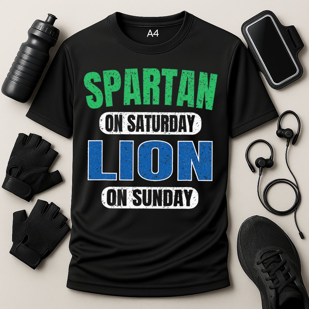 Spartan On Saturday Lion On Sunday Funny Detroit Vintage Cooling Performance Crew T-Shirt