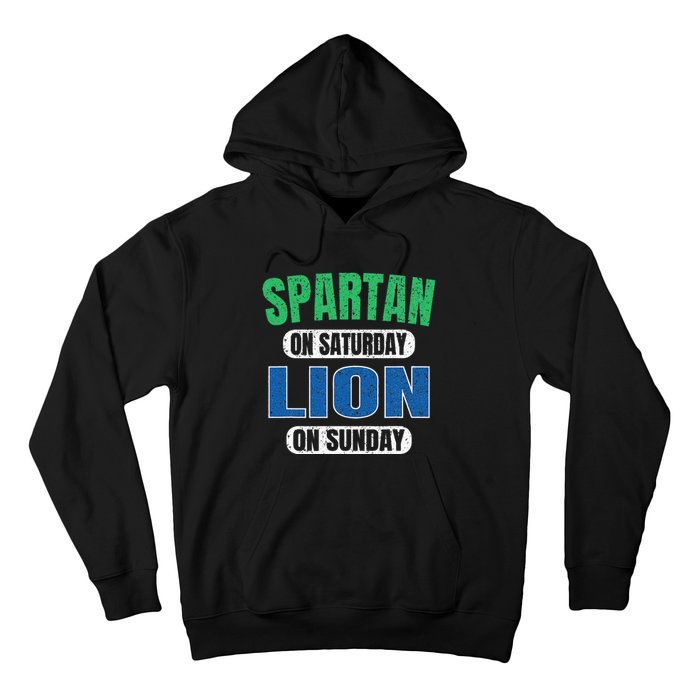 Spartan On Saturday Lion On Sunday Funny Detroit Vintage Hoodie