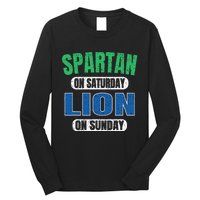 Spartan On Saturday Lion On Sunday Funny Detroit Vintage Long Sleeve Shirt