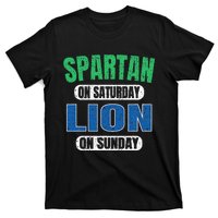 Spartan On Saturday Lion On Sunday Funny Detroit Vintage T-Shirt