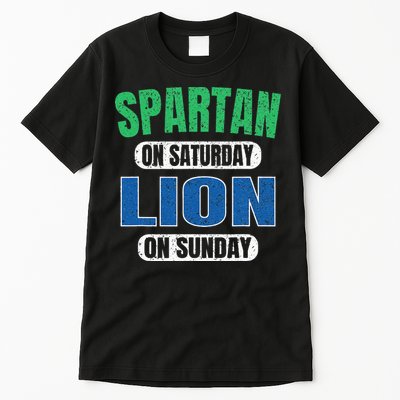 Spartan On Saturday Lion On Sunday Funny Detroit Vintage Tall T-Shirt