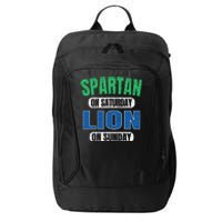 Spartan On Saturday Lion On Sunday Funny Detroit Vintage City Backpack