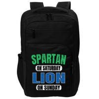 Spartan On Saturday Lion On Sunday Funny Detroit Vintage Impact Tech Backpack