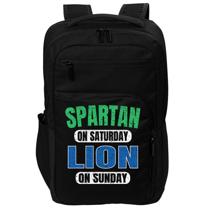 Spartan On Saturday Lion On Sunday Funny Detroit Vintage Impact Tech Backpack