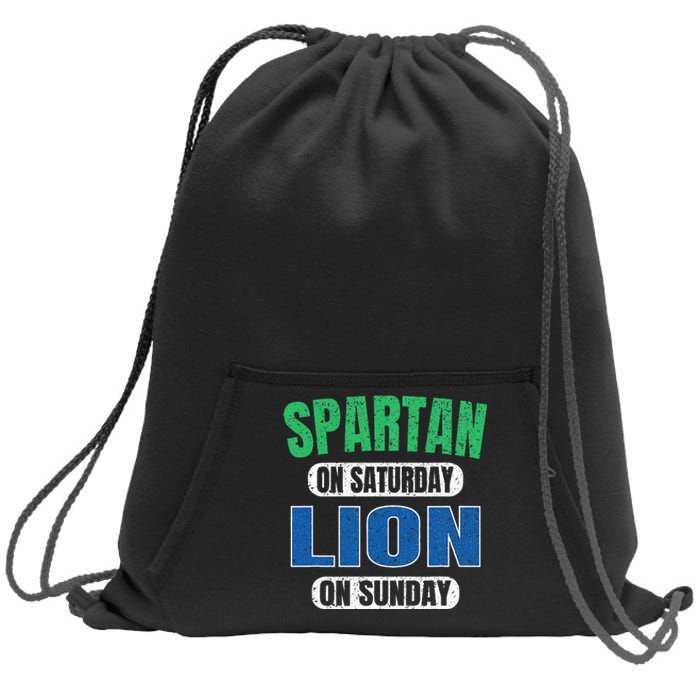 Spartan On Saturday Lion On Sunday Funny Detroit Vintage Sweatshirt Cinch Pack Bag