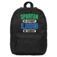 Spartan On Saturday Lion On Sunday Funny Detroit Vintage 16 in Basic Backpack