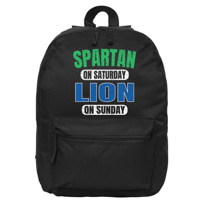 Spartan On Saturday Lion On Sunday Funny Detroit Vintage 16 in Basic Backpack