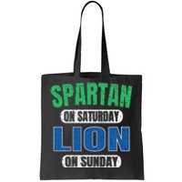 Spartan On Saturday Lion On Sunday Funny Detroit Vintage Tote Bag