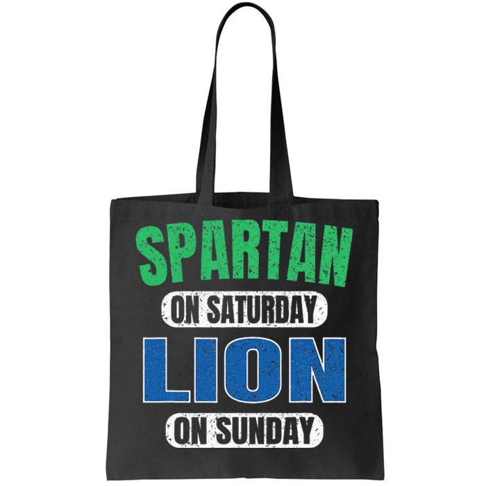 Spartan On Saturday Lion On Sunday Funny Detroit Vintage Tote Bag