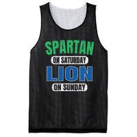 Spartan On Saturday Lion On Sunday Funny Detroit Vintage Mesh Reversible Basketball Jersey Tank