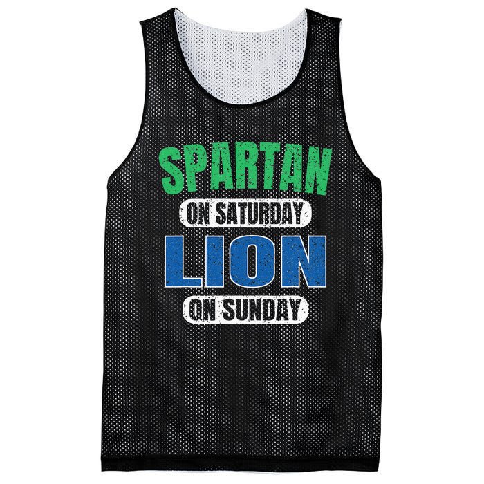 Spartan On Saturday Lion On Sunday Funny Detroit Vintage Mesh Reversible Basketball Jersey Tank