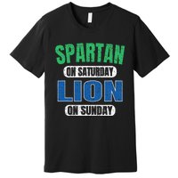 Spartan On Saturday Lion On Sunday Funny Detroit Vintage Premium T-Shirt