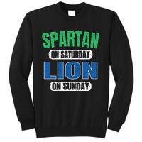 Spartan On Saturday Lion On Sunday Funny Detroit Vintage Tall Sweatshirt