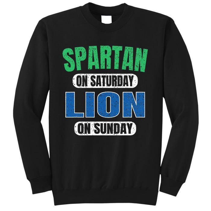 Spartan On Saturday Lion On Sunday Funny Detroit Vintage Tall Sweatshirt