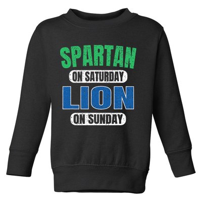 Spartan On Saturday Lion On Sunday Funny Detroit Vintage Toddler Sweatshirt