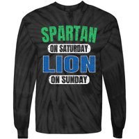 Spartan On Saturday Lion On Sunday Funny Detroit Vintage Tie-Dye Long Sleeve Shirt