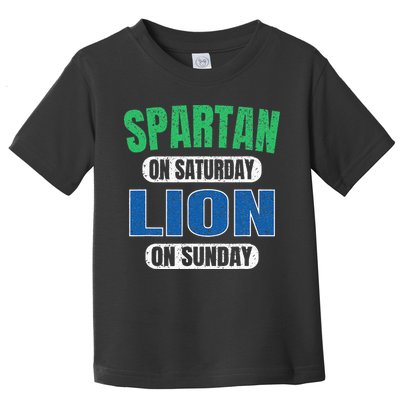 Spartan On Saturday Lion On Sunday Funny Detroit Vintage Toddler T-Shirt