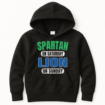 Spartan On Saturday Lion On Sunday Funny Detroit Vintage Kids Hoodie