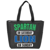 Spartan On Saturday Lion On Sunday Funny Detroit Vintage Zip Tote Bag