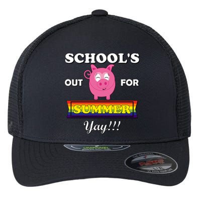 School's Out Summer Cute Gift Last Day School Cute Pig Piggie Piggy Gift Flexfit Unipanel Trucker Cap