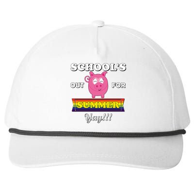 School's Out Summer Cute Gift Last Day School Cute Pig Piggie Piggy Gift Snapback Five-Panel Rope Hat