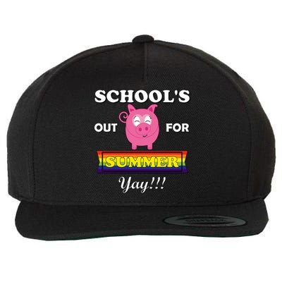 School's Out Summer Cute Gift Last Day School Cute Pig Piggie Piggy Gift Wool Snapback Cap