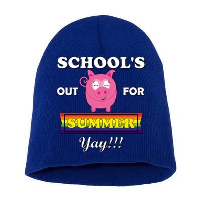 School's Out Summer Cute Gift Last Day School Cute Pig Piggie Piggy Gift Short Acrylic Beanie