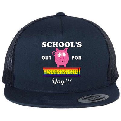 School's Out Summer Cute Gift Last Day School Cute Pig Piggie Piggy Gift Flat Bill Trucker Hat